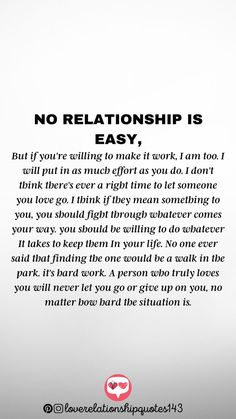 an image with the words no relationship is easy