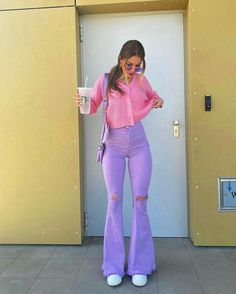 Baggy Mom Jeans, Jeans Women High Waist, Pants Elegant, Fashion Purple, Mid Waist Jeans, Pants Y2k, Purple Jeans, Stylish Jeans, Purple Outfits