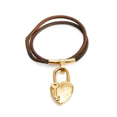 Heart Charm, Brown Leather, Gold Plate, Plating, Bracelet, Leather, Gold