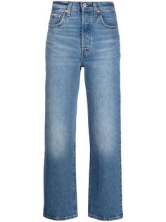 blue cotton blend denim faded effect high-waisted concealed fly and button fastening belt loops classic five pockets straight leg Levis Ribcage Jeans, Jeans Reto, Levis Ribcage Straight, Levi's Ribcage, Ribcage Jeans, Levis Outfit, Levis Ribcage, Fall Cardigans, Wardrobe Edit