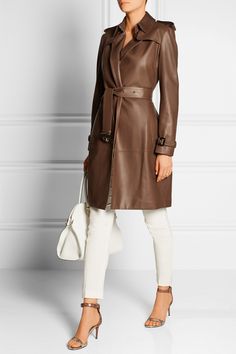 Wet Skin, Burberry Trench Coat, Coat Outfit, Chocolate Leather, Leather Trench, Jennifer Fisher, Leather Trench Coat, Malene Birger, Burberry London