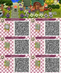 an animal crossing game with qr code for the animals and their surroundings in it