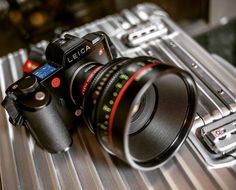 a camera sitting on top of a metal tray