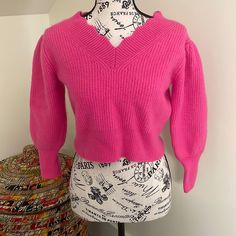 This Loveshackfancy Sweater Is In Excellent Pre-Loved Condition And Giving Barbiecore Vibes! It Is Hot Or Neon Pink In A Cropped Style With Long Sleeves. It Is Soft Wool And Cashmere Blend And Not Itchy!From Pet And Smoke Free Home. Size Xs. Reasonable Offers Welcome! Pit-To-Pit: 16 Inches Length: 15 Inches Loveshackfancy Sweater, Cropped Style, Soft Wool, Cashmere Sweater, Cashmere Sweaters, Neon Pink, Soft Pink, Hot Pink, Cashmere