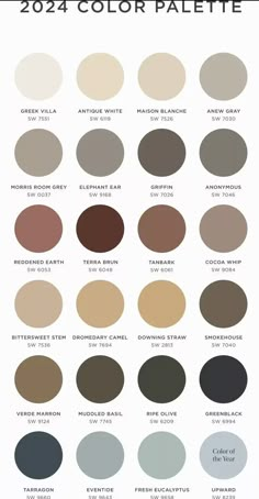 the color palette for 2012 is shown in shades of gray, brown and white with different colors