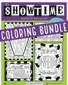 an adult coloring book with the title it's showtime inspired by beetlejuice