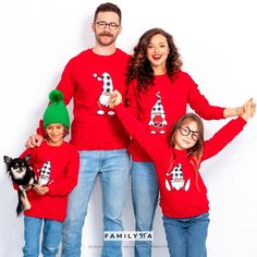 Christmas Family Sweaters, Matching Holiday Sweatshirts, Christmas Flannel ❥ THE PRICE IS PER PIECE ❥ The sweatshirts are made from premium quality 100% cotton material with wadding. These unique matching pieces are the perfect thing to wear for special occasions, family photoshoots or just casual days with your loved ones! ❥ Materials and Care: 100% Cotton    For ultimate results wash at a low temperature. Dry naturally. Iron inside out only. ❥ Make sure to check our size chart in the FAQ secti Red Long Sleeve Christmas T-shirt, Winter Holiday Long Sleeve T-shirt, Red Long Sleeve Christmas Sweater, Red Holiday Sweatshirt For Winter, Family Matching Long Sleeve Winter Tops, Christmas Holiday Crew Neck Sweater, Festive Winter Crew Neck Top, Family Matching Crew Neck Winter Sweater, Red Christmas Holiday Sweater