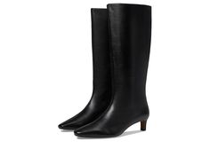 Madewell Dorchester Dimes Tall Boot Extended - Women's Boots : True Black : Add a stunning touch to versatile looks with the Madewell Dorchester Dimes Tall Boot Extended. These tall boots are crafted with a leather upper, leather lining, and a memory foam insole for lasting comfort. The calf-high boots feature a pointed toe shape, kitten heel, and a zip closure for a secured fit. Leather outsole. Imported. Measurements: Heel Height: 2 in Weight: 1 lb Shaft: 16 in Product measurements were taken using size 8.5, width M. Please note that measurements may vary by size. Tall Black Boots 2022 Dsw, Classic Black Knee-length Boots, Classic Black Knee-high Boots With High Shaft, Classic Black Knee-high Boots With Sculpted Heel, Black Leather Mid-calf Tall Boots, Madewell Boots, Womens Tall Boots, Calf High Boots, Suede Cowboy Boots