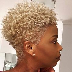 Blonde Twa, Short Platinum Blonde Hair, Natural Haircuts, Blonde Natural Hair, Platinum Pixie, Short Natural Curly Hair