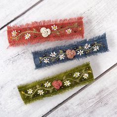 Embroidered French Barrette Embroidered Hair Barrette Pin - Etsy Hand Embroidered Jewelry, Mini Embroidery, Embroidered Bracelet, Hair Thickness, Embroidered Jewelry, Shabby Look, Hair Bobbles, French Clip, Hand Embroidered Flowers