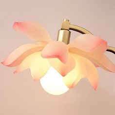 a light fixture with pink flowers on it