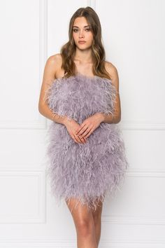 You deserve to standout. Elegant and captivating, the Triana is in a league of its own. Mixed feathers offer eye-catching flounce and alluring texture and a mini cut that elongates your legs. Whether for an event or a night out, you cannot go wrong with this unique number. Feather Dress, You Deserve, Modern Woman, The Modern, Strapless Dress, Night Out, Lavender, Cocktail Dress, Formal Dresses