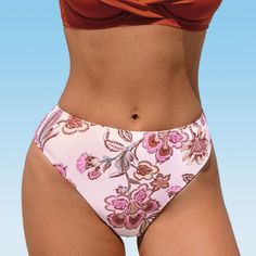 Introducing our Women's Paisley Floral High Rise Bikini Bottoms Swimsuit, a stylish and flattering choice for your beach or poolside adventures. The high-rise design of these bikini bottoms offers a comfortable and flattering fit. They sit at the natural waistline, providing coverage and support while accentuating your curves. The high-rise style also helps to elongate the legs, giving you a sleek and confident look. Embrace the delicate floral pattern and enjoy your time under the sun with this