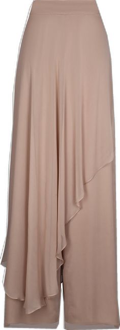 Formal Silk Wide Leg Pants With Elastic Waistband, Formal Beige Flowy Skirt, Beige Flowy Skirt For Formal Occasions, Spring Formal Maxi Bottoms, Formal Spring Maxi Bottoms, Formal Maxi Bottoms For Spring, Chic Beige Wide Leg Pants For Evening, Formal Silk Maxi Bottoms, Silk Maxi Length Formal Bottoms