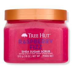 Raspberry Fizz Sugar Scrub - SHEA SUGAR SCRUB RASPBERRY FIZZ 18.0OZBenefitsScent: a delicious indulgence featuring notes of Juicy Raspberries, Rose, and a hint of AmberThis sugar scrub features a luxurious, gently exfoliating formula that hydrates without stripping moisture and is perfect to use as a prep for shavingIt provides nourishing ingredients and moisturization to leave skin feeling soft and smoothParaben-free, sulfate-free, alcohol-free, no formaldehyde donors, and long-lasting fragranc Sugar Scrub Tree Hut, Tree Hut Body Scrub, Rose Body Scrub, Shea Sugar Scrub, Bath Scrubs, Sephora Skin Care, Seed Oils, Raspberry Seeds, Raspberry Seed Oil