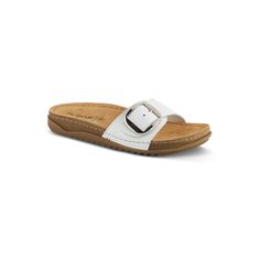 Step into style and comfort with these Flexus by Spring Step Baronca women's slide sandals.Click this FOOTWEAR GUIDE to find the perfect fit and more! Step into style and comfort with these Flexus by Spring Step Baronca women's slide sandals.Click this FOOTWEAR GUIDE to find the perfect fit and more! FEATURES Arch support Comfort footbed Silver square buckle for adjustabilityDETAILS Faux leather upper Textile lining Ployurethane outsole Open toe Slip-on Leather footbed 1.25-in. heel height 0.75- White Slides With Buckle Closure, White Leather Footbed Slippers, Womens Slides Sandals, Womens Slides, Shoe Size Chart, Arch Support, Slide Sandals, Women's Shoes Sandals, Gender Female