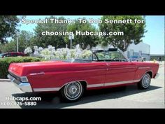 a red convertible car parked in a parking lot with the words special thanks to bob semet for choosing hubcaps com