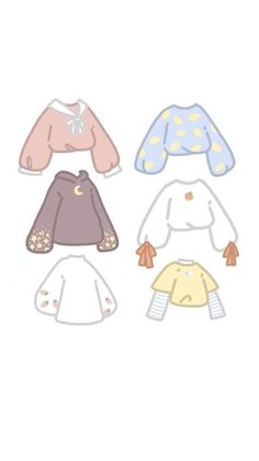 paper doll clothes with different designs on them