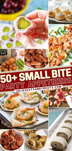 the cover of 50 + small bite party appetizers