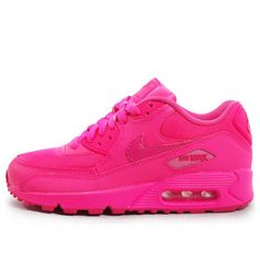 (GS) Nike Air Max 90 'Hyper Pink' 345017-601 (SNKR) Pink Nike Air Max For Sports, Pink Nike Air Max Synthetic For Sports, Pink Nike Air Max Synthetic Sports Shoes, Pink Synthetic Nike Air Max For Sports, Nike Rosas, Nike Rosa, Air Max 90 Women, Cheap Nike Air Max, Betty Boop Cartoon