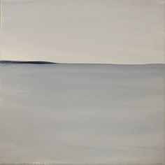 an abstract painting with white and blue colors on the water, including one lone boat