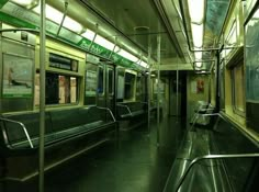 an empty subway car with its doors open