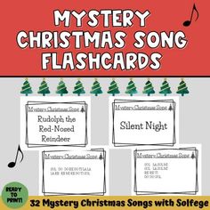 christmas song flashcards with notes for children to play on the computer and sing carols