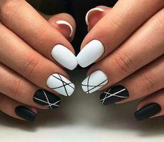 Black And White Nail, Nail Design Inspiration, Makeup Hacks, White Nail, Summer Acrylic Nails, Short Acrylic Nails Designs, Nails Inc, Fire Nails