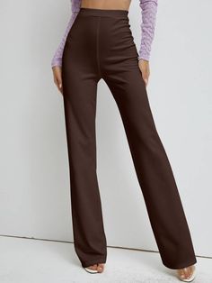 Straight Leg Trousers Outfit, Leg Trousers Outfit, Green Dress Pants, Flare Dress Pants, Brown Flares, Velvet Flare Pants, High Waisted Flare Pants, Womens Green Dress, Black Flare Pants