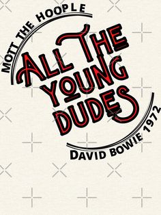 an all the young dudes logo on a white background with black and red lettering