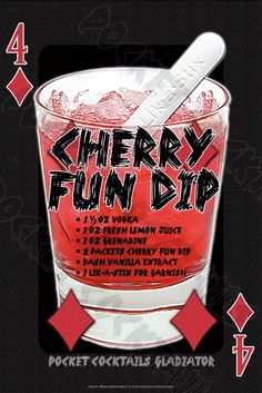 a poster with the words cherry fun dip in it