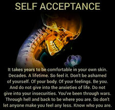 an image of a woman's face with the words self acceptance on it