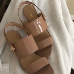 Beautiful Brand New Coach Beige Patent Leather Sandals