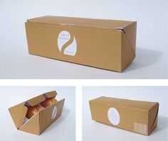 three pictures of the inside of a cardboard box