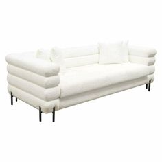 White Boucle Sherpa Low Profile Sofa With Throw Pillows Sofas & Loveseats LOOMLAN By Diamond Sofa Sofa With Throw, White Fabric Sofa, Low Profile Sofa, Eastern King Bed, Sheep Skin, White Sofas, Grill Design, Liberty Furniture, Universal Furniture