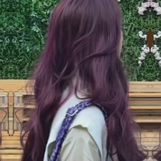 Plum Hair Aesthetic, Pelo Morado Aesthetic, Korean Purple Hair, Magenta Hair Aesthetic, Witch Hair Color, Amethyst Hair Color, Dark Magenta Hair, Pinkish Purple Hair, Reddish Purple Hair