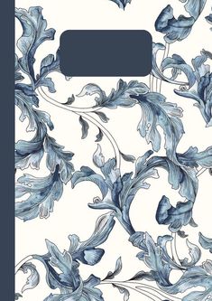 a blue and white floral pattern with leaves on it's back cover for the samsung note 8