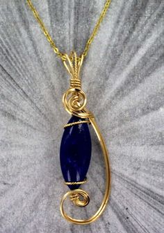 Lapis Lazuli  Gemstone Pendant, Necklace      Gift for her  14KT. Rolled Gold Polished Yellow Gold Lapis Lazuli Jewelry, Yellow Gold Lapis Lazuli Jewelry With Polished Finish, Gold Wire Wrapped Jewelry For Anniversary, Handmade Oval 14k Gold Jewelry, Gold Oval Lapis Lazuli Jewelry, Oval Gold Lapis Lazuli Jewelry, Handmade 14k Gold Filled Jewelry For Formal Occasions, Formal Round Wire Wrapped Jewelry, Elegant Hand Wrapped Pendant Jewelry