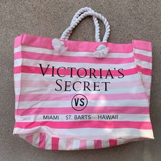 Nwot Victoria’s Secret Nautical Tote Bag. Perfect Condition, No Sign Of Wear. Has “Victoria’s Secret - Miami, St. Barts, Hawaii” On Front In Black Lettering. Extremely Spacious Bag, Clean Interior. Has Rope-Like Straps. No Pockets Inside, Has Lining. Pink & White Stripes All Around. Victoria's Secret Pink Vacation Bag, Victoria's Secret Summer Beach Bag, Victoria's Secret Summer Vacation Bags, Victoria's Secret Pink Bags For Vacation, Victoria's Secret Beach Bag For Summer, Victoria's Secret White Beach Bag, Victoria's Secret White Bag For Beach, Victoria's Secret Summer Shopping Bags, Victoria's Secret Casual Beach Bag