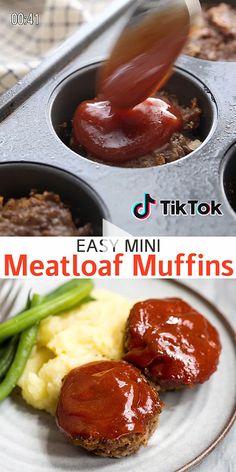 +This easy Mini Meatloaf recipe is made with ground beef or ground turkey and topped with a delicious meatloaf sauce and baked in a muffin tin. They cook faster...d are easier and healthier than tradition. Easy Mini Meatloaf Recipe, Easy Mini Meatloaf, Mini Meatloaf Recipe, Beef Recipes Easy Quick, Mini Meatloaf Muffins, Beef Recipes Easy Dinners, Mini Meatloaf Recipes, Meatloaf Sauce, Ground Turkey Recipes Easy