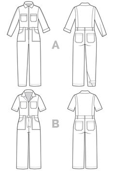 Blanca Flight Suit Pattern by Closet Core - The Farmer's Daughter Fibers Fitted Short Sleeve Overalls For Workwear, Fitted Utility Overalls For Workwear, Fitted Long Sleeve Utility Overalls, Coveralls Pattern, Boiler Suit Pattern, Coverall Pattern, Closet Core Patterns, Suit Sewing Patterns, Full Bust Adjustment