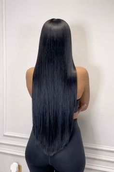 Long Jet Black Hair, Long Straight Black Hair, Sew In Hair Extensions, Straight Black Hair, Frontal Wig Hairstyles, Goddess Braids Hairstyles, Jet Black Hair, Long Curly Wig, Luscious Hair