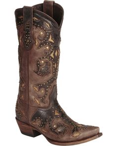 Lucchese Women's Studded Scarlette Western Boots, Cafe Lucchese Tall Boots, Lucchese Boots Lucchese Bootmaker, Traditional Hand-tooled Brown Boots, Valentino Wedding Shoes, Cowgirls Boots, Cowgirl Boots Wedding, Classic Black Boots, Cowboy Fashion, Brides Shoes