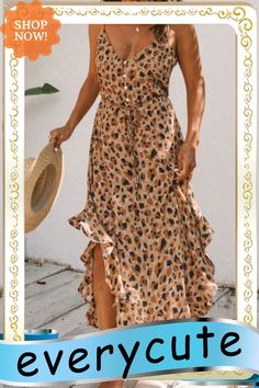 Karlidress V Neck Leopard Print Holiday Maxi Dress P12869 Holiday Maxi Dress, Dresses By Length, Color Pick, Long Maxi Dress, Women's Fashion Dresses, Leopard Print, Types Of Sleeves, Fashion Dresses, Maxi Dress