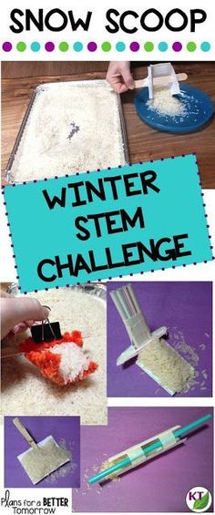 WINTER STEM Challenge: In Snow Scoop, students essentially build a snow shovel, aiming for the most efficient removal of "snow" possible, with a couple of tweaks added in! Comes with modifications for grades 2-8. Arctic Kindergarten, Stem Snow, Steam Lessons