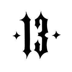 a black and white image of the letter j in gothic style with stars on it