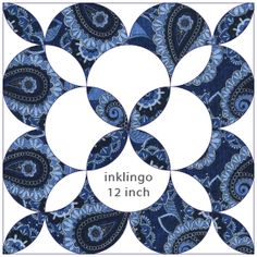 a blue and white circular design with the words inklingo 12 inch