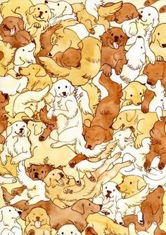 a bunch of dogs that are in the shape of a pattern on a white background