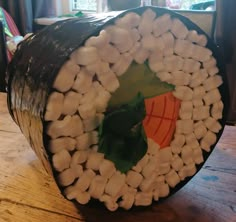 there are marshmallows in the tube on the table