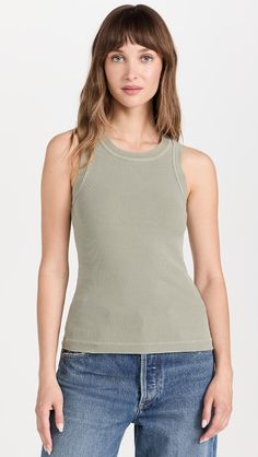 Citizens of Humanity Isabel Rib Tank | Shopbop Casual Ribbed Modal Tops, Fitted Ribbed Tank Top With Crew Neck, Casual Modal Tops With Seamless Construction, Ribbed Fitted Crew Neck Tank Top, Ribbed Modal Tank Top For Summer, Summer Ribbed Modal Tank Top, Spring Ribbed Tank Top, Casual Fitted Tank Top With Ribbed Neckline, Ribbed Fitted Cotton Tank Top